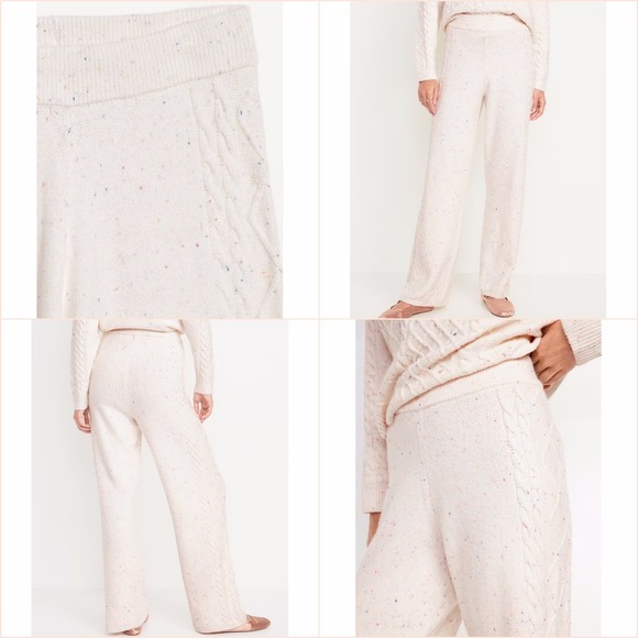 Soft Cable Knit Wide Leg Sweater Pants S Rainbow Donegal Fall Winter Cozy Lounge - Picture 2 of 12
